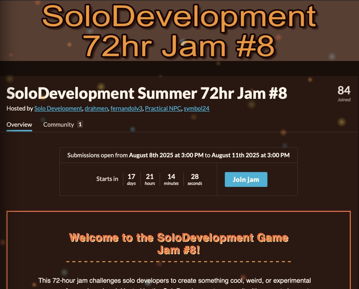 itch.io game jam page
